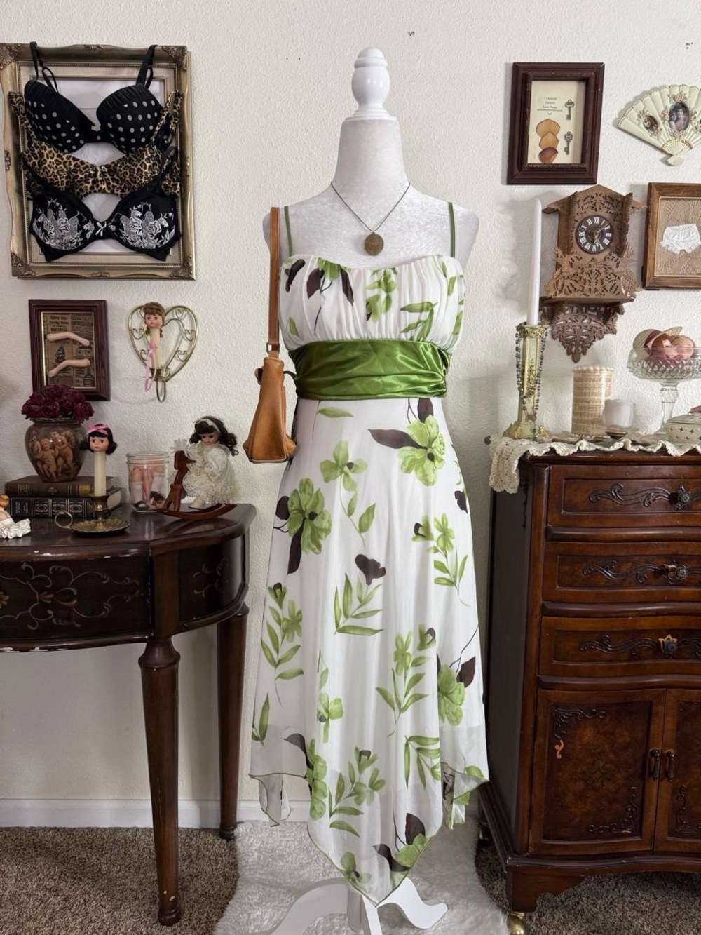 Y2k whimsical romantic fairy grunge floral mesh milkmaid midi dress